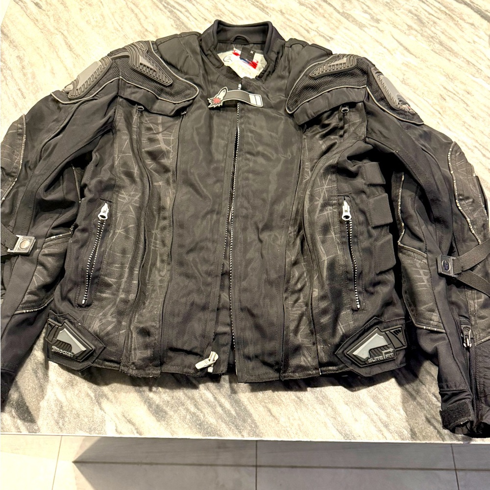 Joe Rocket Mesh Armored Motorcycle Jacket Black Riding Coat Mens Size M